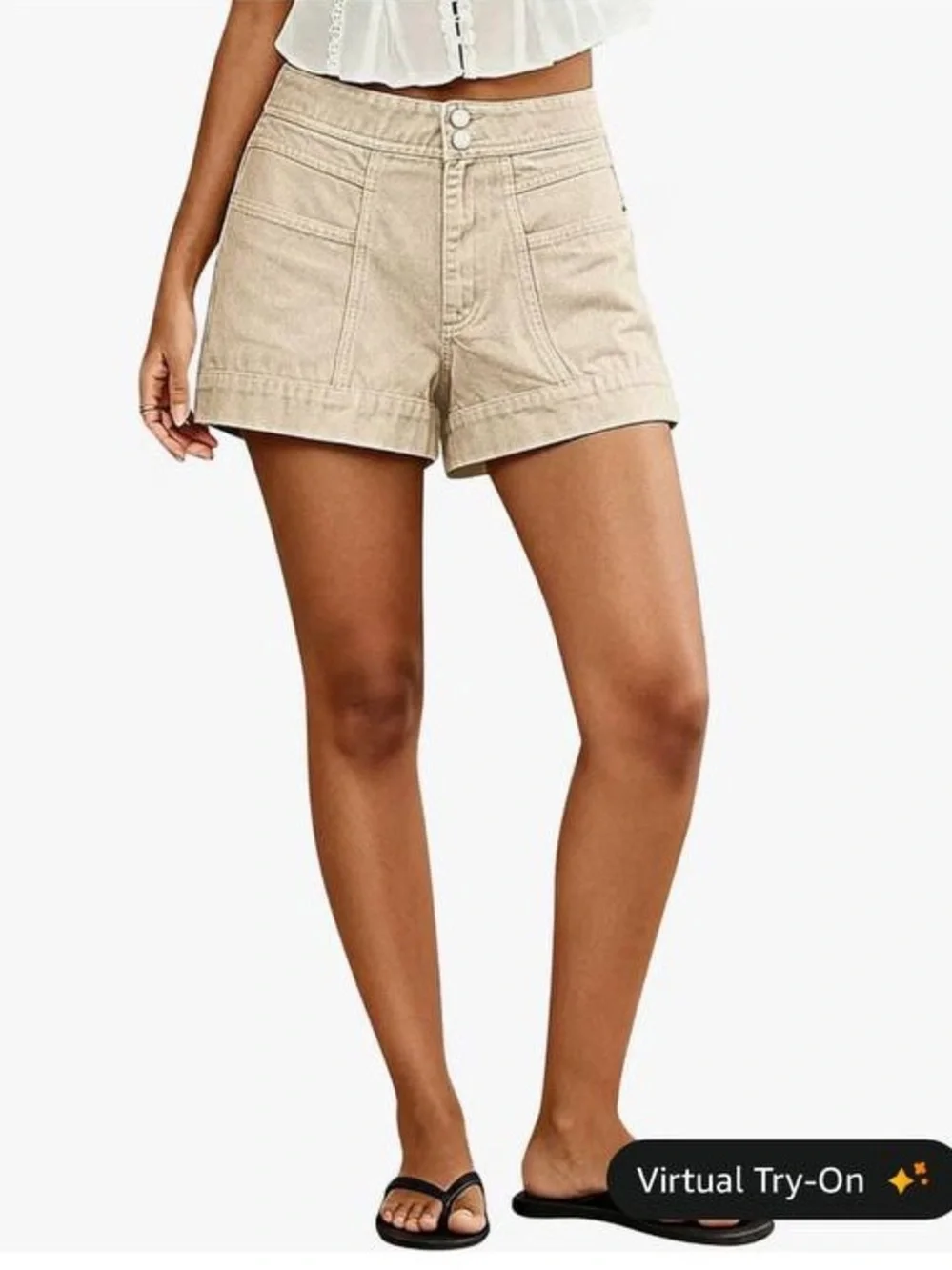 Flamingals Mid Rise Cargo Shorts for Women Stretchy Dual Button L FG30-29